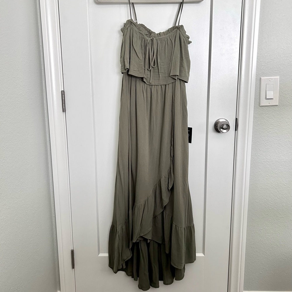 Lulu’s Sincerely Yours Olive Green Ruffled Midi Dress - Picture 3 of 6